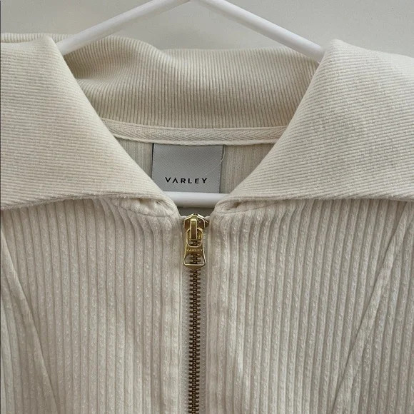 Holiday clean out!! VARLEY Maguire Cream Ribbed Quarter-Zip Sweater SMALL EUC - Picture 3 of 10